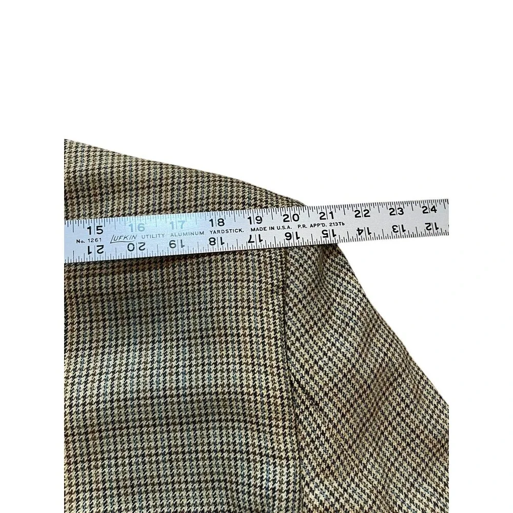 Chaps Men's Brown Houndstooth Check 100% Silk Sport Coat Blazer Jacket Size 44R